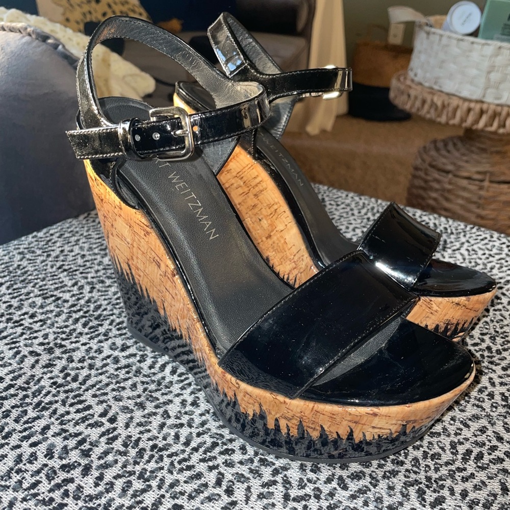 Stuart Weitzman Single Patent Cork Wedge Heel - image 4